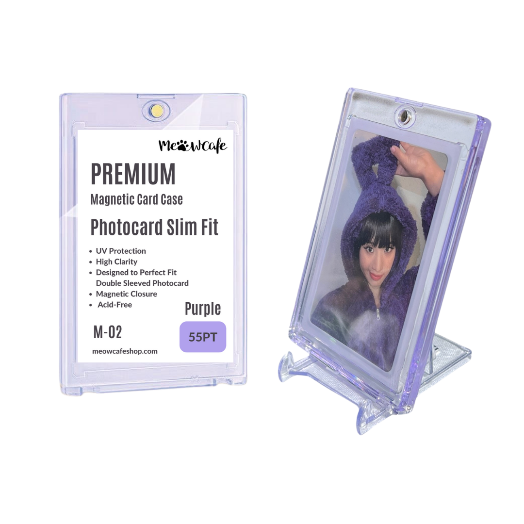 [UV Blocking] Premium Magnetic Card Holder -Strong, High Clarity Custom Photocard Holder Designed to Perfect Fit 61x91mm Double Sleeved Kpop Photocard, Acid Free, 55PT (fit instax mini Polaroid)