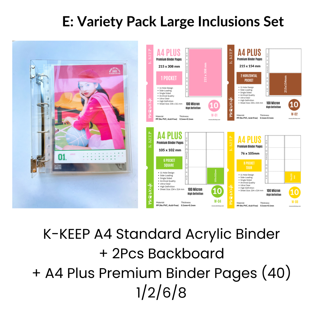 K-KEEP [A4 Standard] - Acrylic Series - Aesthetic Hardcover Binder 4 x 1.25  inch D-Ring | Large Capacity Kpop Photocard Binder (Self-Assembly