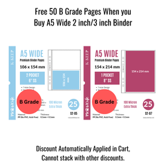 [B Grade] 50 A5 Pages, Free When you  Buy A5 Wide 2 inch/3 inch Binder