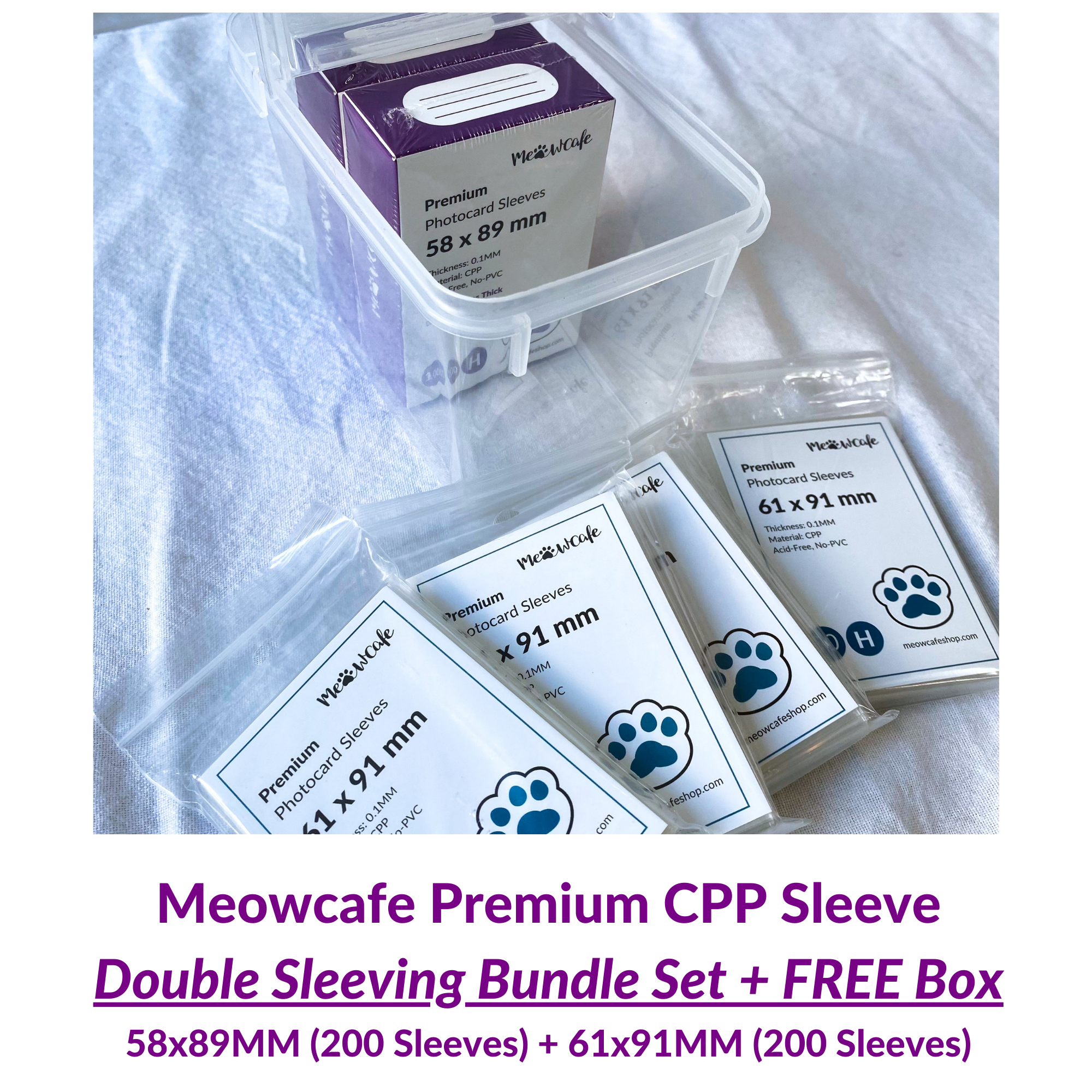 [Valued Bundle] Meowcafe Premium CPP Card Sleeve 400 Sleeves Double Sleeving Bundle Set