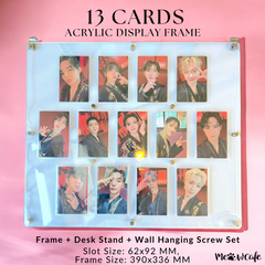 K-KEEP Acrylic Display Frame - [OT13 - 13 Cards Frame Stand with Screws] Slot Size 62x92mm Support Both Desktop Display and Wall hanging.