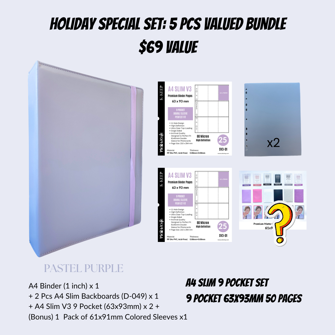 K-KEEP [A4 Standard] Binder - [Pastel Series] - Elegant PU Leather Kpop Photocard Binder with Elastic Strap Closure - [Improved 1 Inch D-Ring]