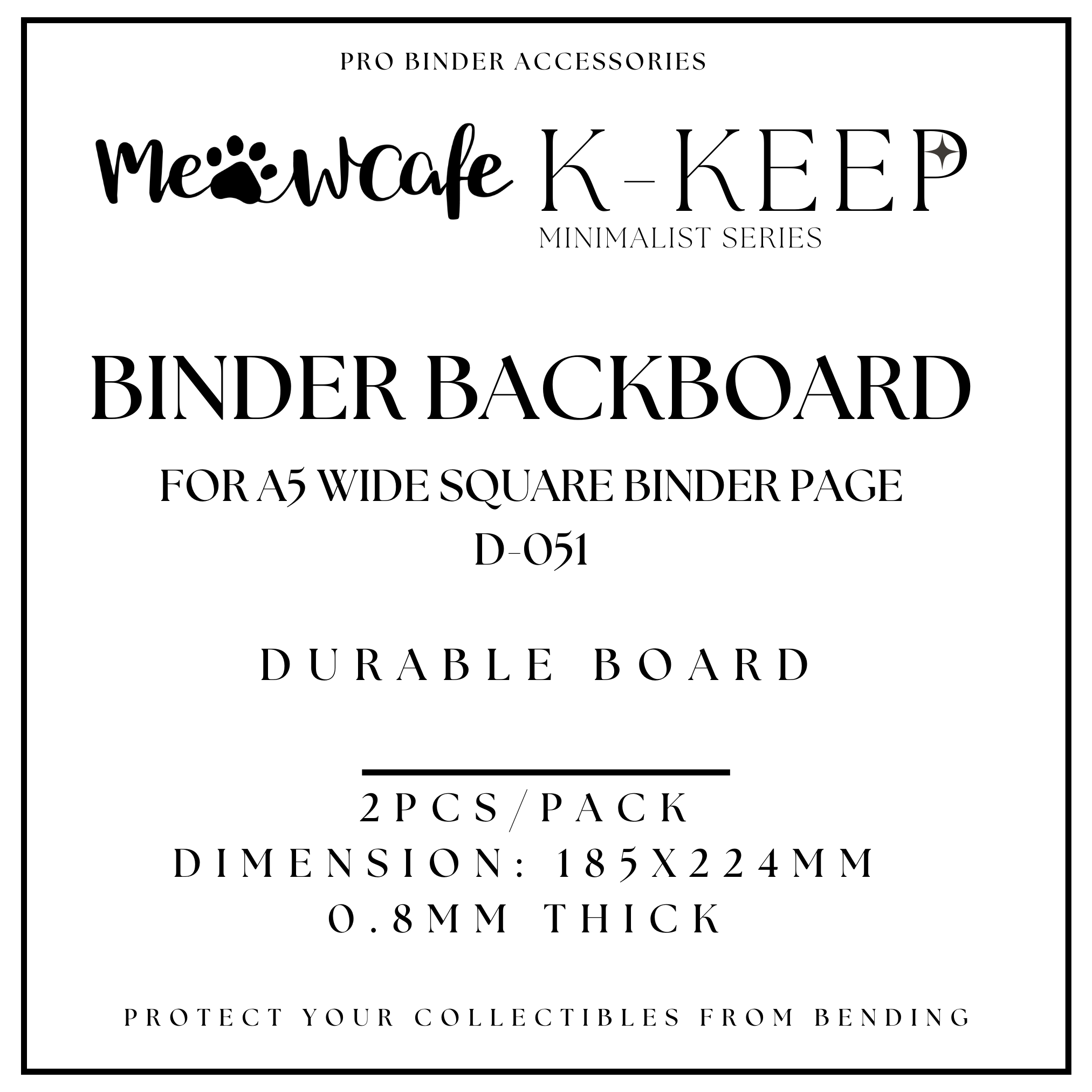 K-KEEP [Binder Backboards] - For [A5 Wide] Binder - 7 Holes Generic Design - Protect Your Collectible From Bending (2 Pcs Per Pack)