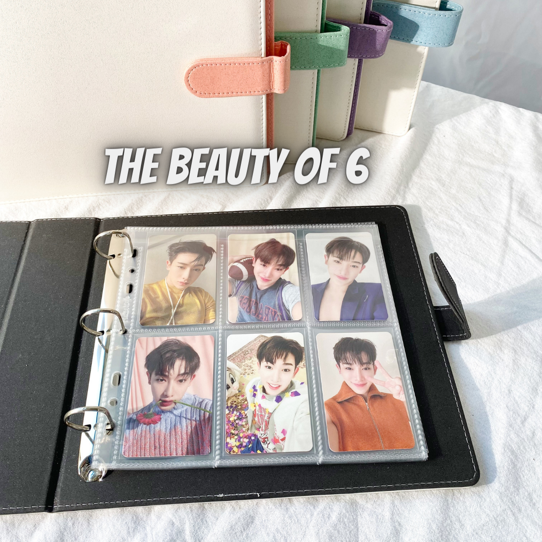 K-KEEP [A5 Extra-Wide] Binder - [1 inch] - [White Moonlight Series]- 6 Pocket | Soft PU Leather Binder D-Ring Designed for OT5/OT6 Collector