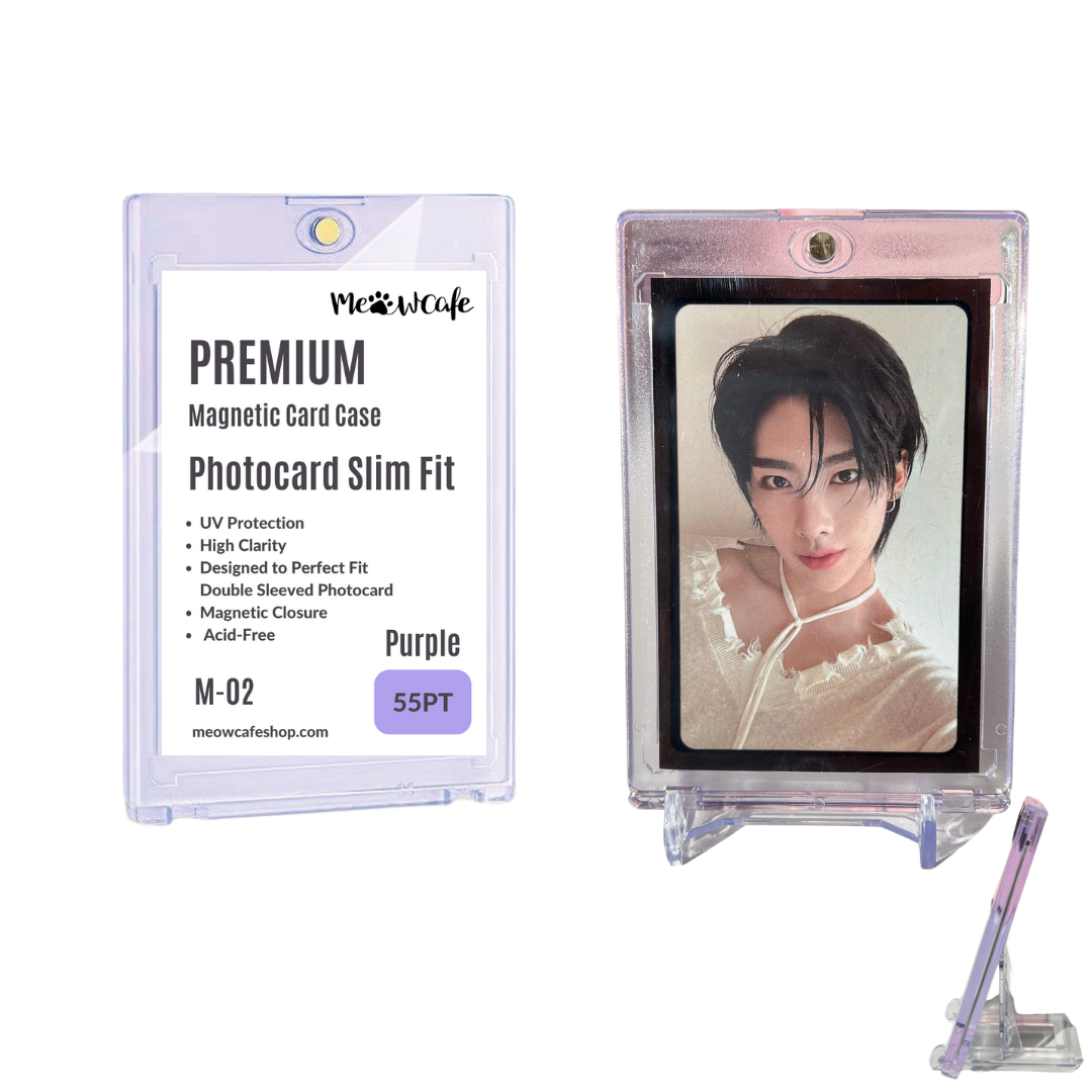 [UV Blocking] Premium Magnetic Card Holder -Strong, High Clarity Custom Photocard Holder Designed to Perfect Fit 61x91mm Double Sleeved Kpop Photocard, Acid Free, 55PT (fit instax mini Polaroid)