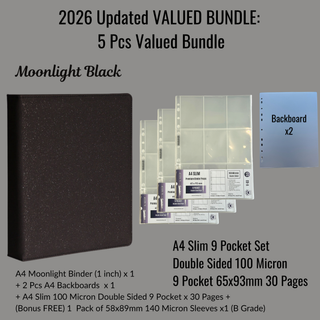 [2026 Updated Valued Bundle] K-KEEP [A4 Standard] Binder - [Moonlight Series] - Elegant PU Leather Kpop Photocard Binder - [Improved 1 Inch D-Ring]