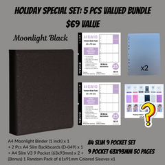 [Holiday Special Set] K-KEEP [A4 Standard] Binder - [Moonlight Series] - Elegant PU Leather Kpop Photocard Binder - [Improved 1 Inch D-Ring]