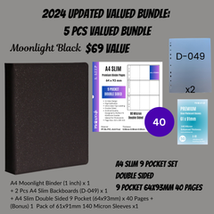 [2024 Updated Valued Bundle] K-KEEP [A4 Standard] Binder - [Moonlight Series] - Elegant PU Leather Kpop Photocard Binder - [Improved 1 Inch D-Ring]