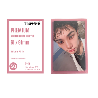 [PRE ORDER][Ship on Sept 15th] Meowcafe Premium [61x91 mm] Colored Frame Sleeves - Colored Frame Front + Clear Back For Special Visual Representation - Blush Pink