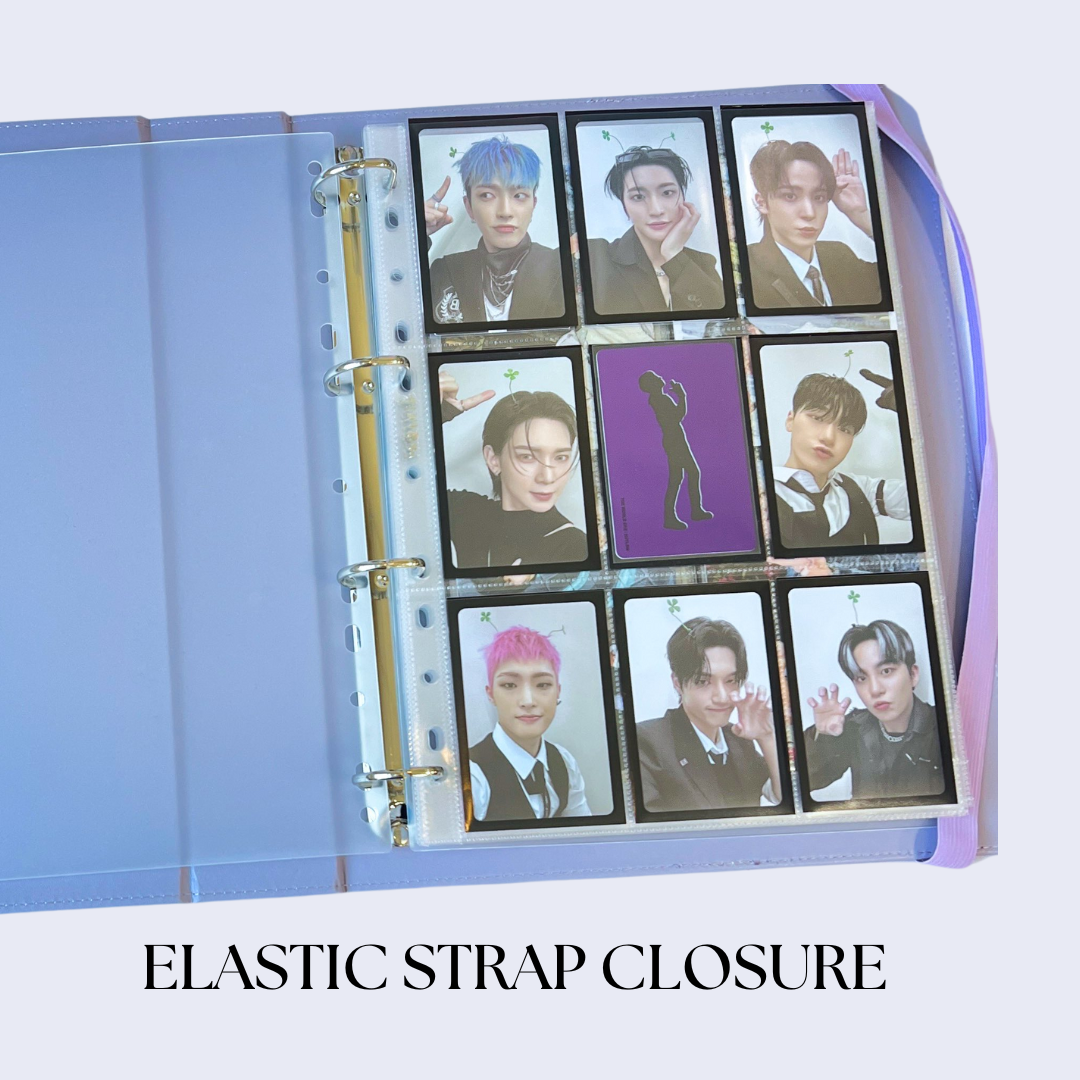 K-KEEP [A4 Standard] Binder - [Pastel Series] - Elegant PU Leather Kpop Photocard Binder with Elastic Strap Closure - [Improved 1 Inch D-Ring]