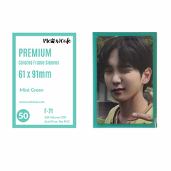 Meowcafe Premium [61x91 mm] Colored Frame Sleeves - Colored Frame Front + Clear Back For Special Visual Representation - Mint Green
