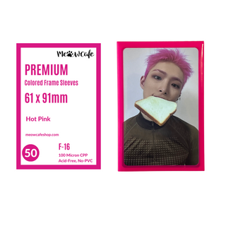 Meowcafe Premium [61x91 mm] Colored Frame Sleeves - Colored Frame Front + Clear Back For Special Visual Representation - Hot Pink