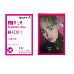 Meowcafe Premium [61x91 mm] Colored Frame Sleeves - Colored Frame Front + Clear Back For Special Visual Representation - Hot Pink