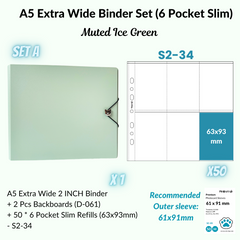 K-KEEP [A5 Extra-Wide] Binder [V2]- [2 inch] - [Minimalist Series] [Ice Green] "OT5/OT6" Collector Binder  6 Pocket Binder - Minimalist Series - Thicker and Tasty