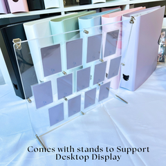 K-KEEP Acrylic Display Frame - [OT13 - 13 Cards Frame Stand with Screws] Slot Size 62x92mm Support Both Desktop Display and Wall hanging.