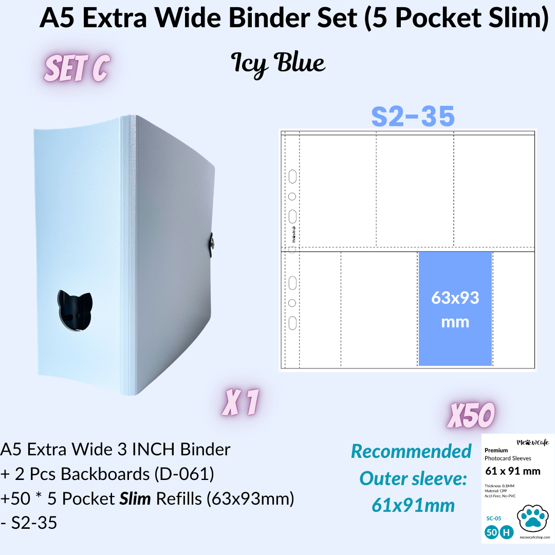 K-KEEP [A5 Extra-Wide] Binder - [3 inch] - [Minimalist Series] [Icy Blue/Icy Pink/Minimal White] "OT5/OT6" Collector Binder  6 Pocket Binder - Minimalist Series - Thicker and Tasty