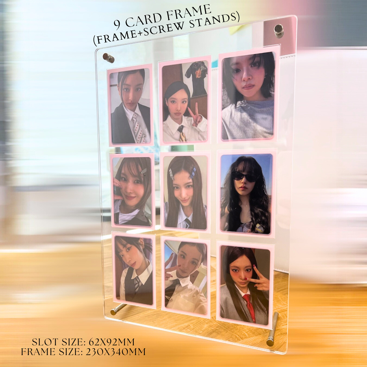 K-KEEP Acrylic Display Frame - [OT9 - 9 Cards Stand with Screws] Slot Size 62x92MM