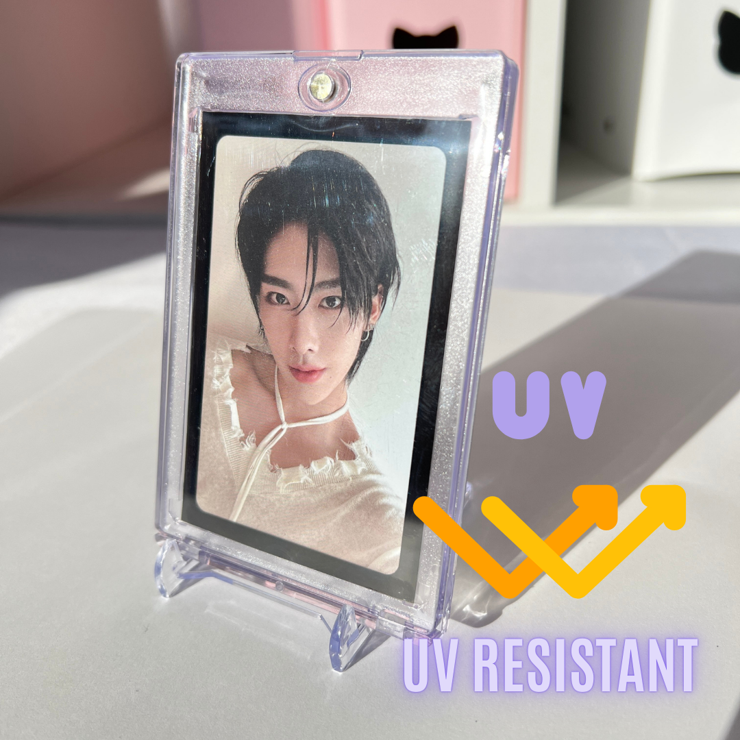 [UV Blocking] Premium Magnetic Card Holder -Strong, High Clarity Custom Photocard Holder Designed to Perfect Fit 61x91mm Double Sleeved Kpop Photocard, Acid Free, 55PT (fit instax mini Polaroid)