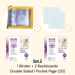 K-KEEP [A8 Wide] - [1 inch]  - Mini Zipper Frosted Binder + Page Set (Binder+Backboard+20 Pages)