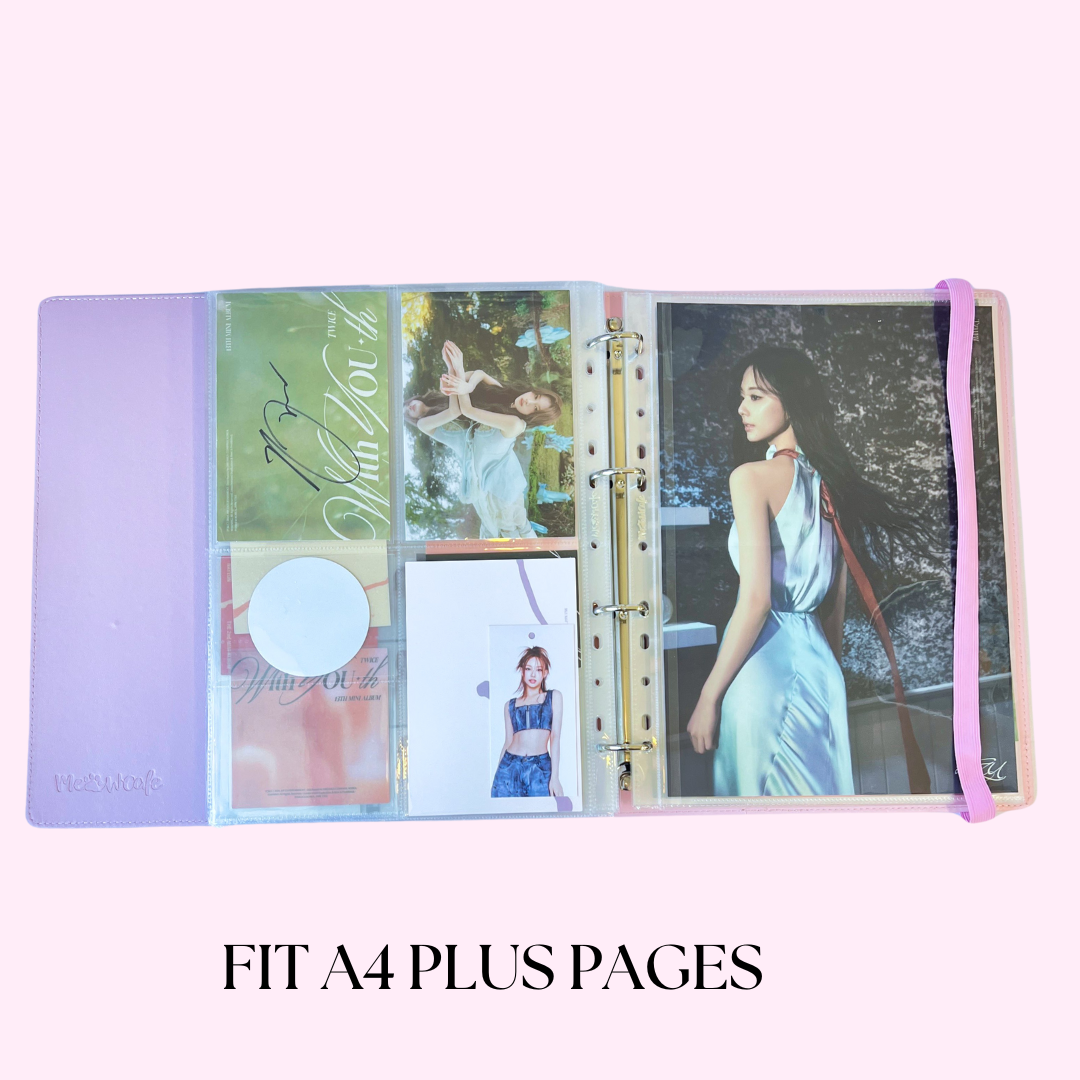 K-KEEP [A4 Standard] Binder - [Pastel Series] - Elegant PU Leather Kpop Photocard Binder with Elastic Strap Closure - [Improved 1 Inch D-Ring]