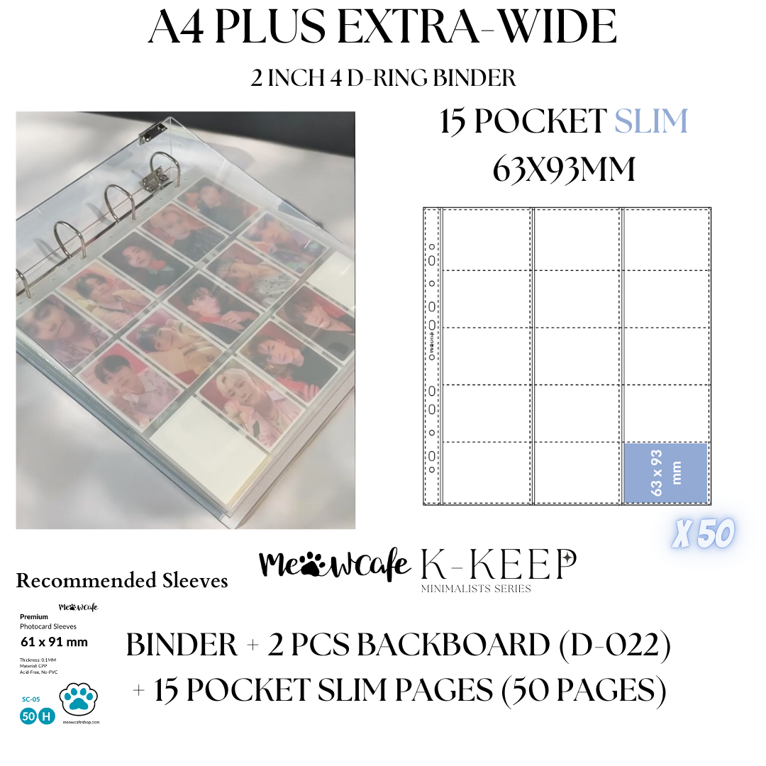 K-KEEP [A4 Plus Extra Wide] - [2 inch]  - OT13/OT12 Acrylic Binder Aesthetic Hardcover Display Binder | Large Capacity Kpop Photocard Binder (Self-Assembly Required)