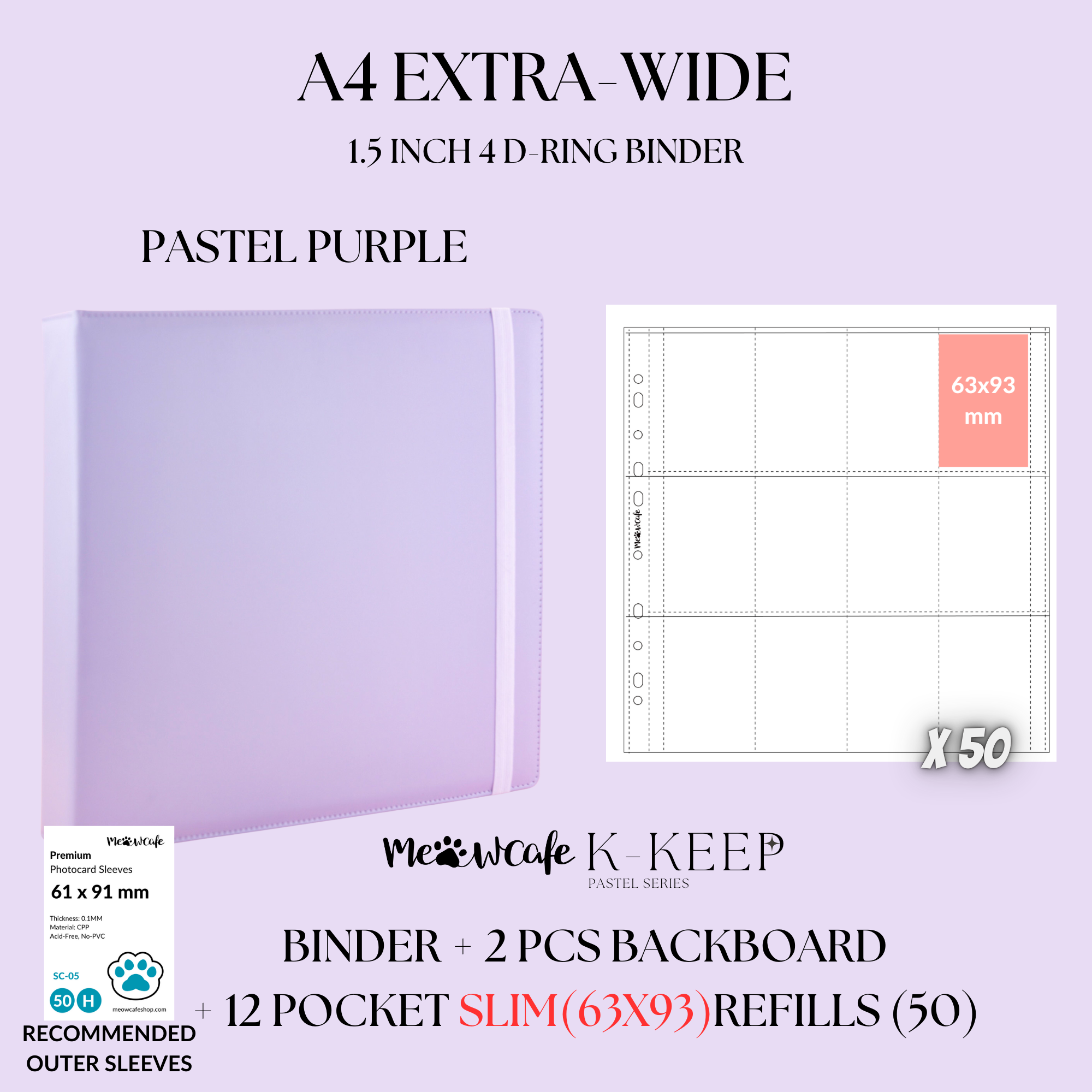 K-KEEP [A4 Extra Wide] Binder - [1.5 Inch] - [Pastel Series] - 12 Pocket Binder Specially Designed for OT11 or  OT12 Collectors | Kpop Photocard Binder