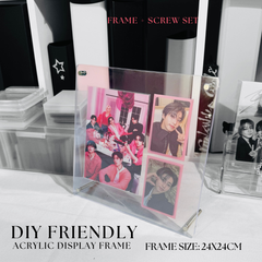 K-KEEP Acrylic Display Frame - [24x24CM DIY Friendly Customizable Frame] Maximal Fit 1 Signed 6 inch Postcard + 2 Photocard A-19
