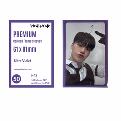Meowcafe Premium [61x91 mm] Colored Frame Sleeves - Colored Frame Front + Clear Back For Special Visual Representation - Ultra Violet