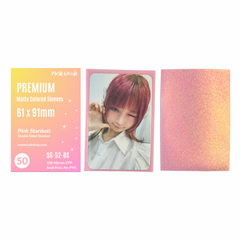 [Double Sided Stardust] Meowcafe [61 x 91 mm] Premium Stardust Sleeves - Gradient Pink Stardust