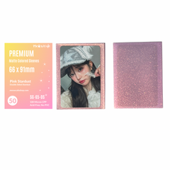 [Double Sided Stardust] Meowcafe [66x91 mm] Premium Stardust Sleeves - Gradient Pink Stardust