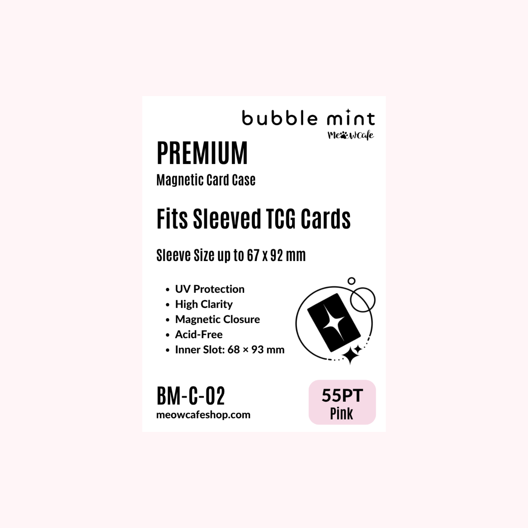 [PRE ORDER] [Ship on Oct 30th][For TCG Card] [UV Blocking] Bubble Mint by Meowcafe Premium Magnetic Card Case - Strong, High Clarity Holder Designed to Fit Sleeved & Double Sleeved TCG Cards (Sleeve up to 67x92 mm), Acid Free, 55PT