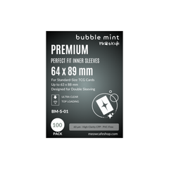 [PRE ORDER] [Ship on Oct 30th][For TCG Card] [64x89 mm] [Top Loading] Bubble Mint by Meowcafe Premium Perfect Fit Inner Sleeve - 60 Micron Thin & Flexible, Ultra Clear - 100 Sleeves (BM-S-01)