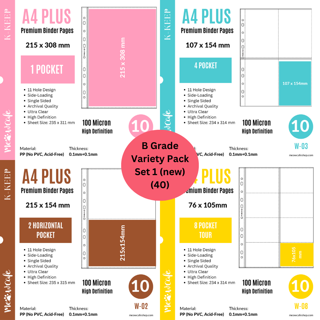 [B Grade Final Sale] [A4 PLUS] Binder Pages- 40 Pages B Grade Bundle