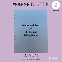 K-KEEP [Binder Backboards] - For [A4 Slim Page] - Protect Your Collectible From Bending (2 Pcs Per Pack)  (Fits both 3 Ring and 4 Ring Binder)