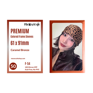 Meowcafe Premium [61x91 mm] Farbige Rahmen-Sleeves - Vorderseite mit farbigem Rahmen + klare Rückseite für besondere optische Darstellung - Karamell-Bronze (F-54)