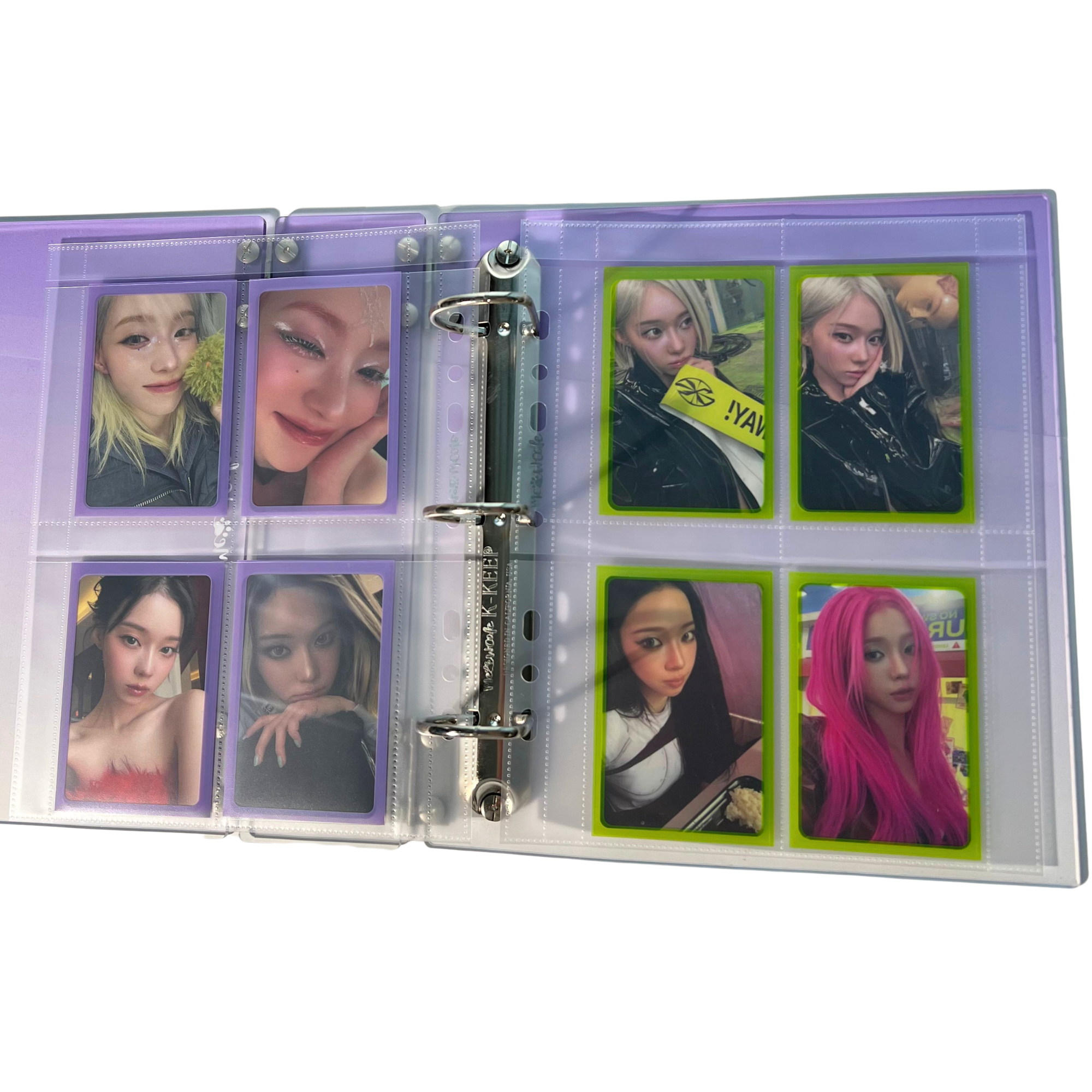 [Soft Glow Series][Double Sided] K-KEEP [A5 Wide] 4 Pocket Slim - 65x93mm 7 Holes Premium Binder Pages,100 Micron Thick (Pack of 10) G-12