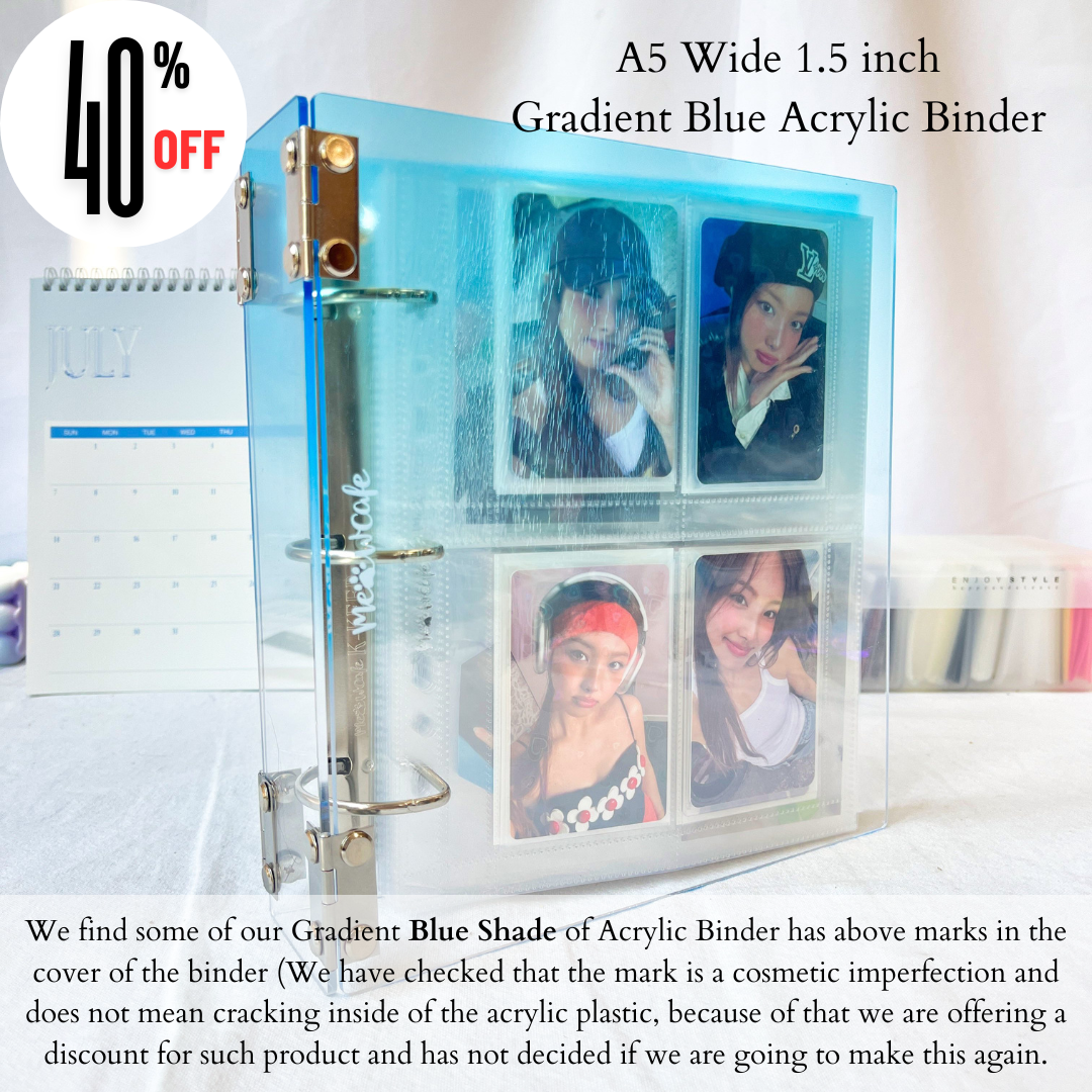 [40% OFF B Grade] K-KEEP [A5 Wide] - [1.5 Inch] - [Gradient Acrylic Series] - Aesthetic Display Binder (Gradient Blue)