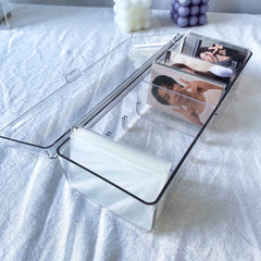 Large Acrylic Clear Photocard Storage Box with 5 Pcs Movable Divider Blocks Kpop Organizer