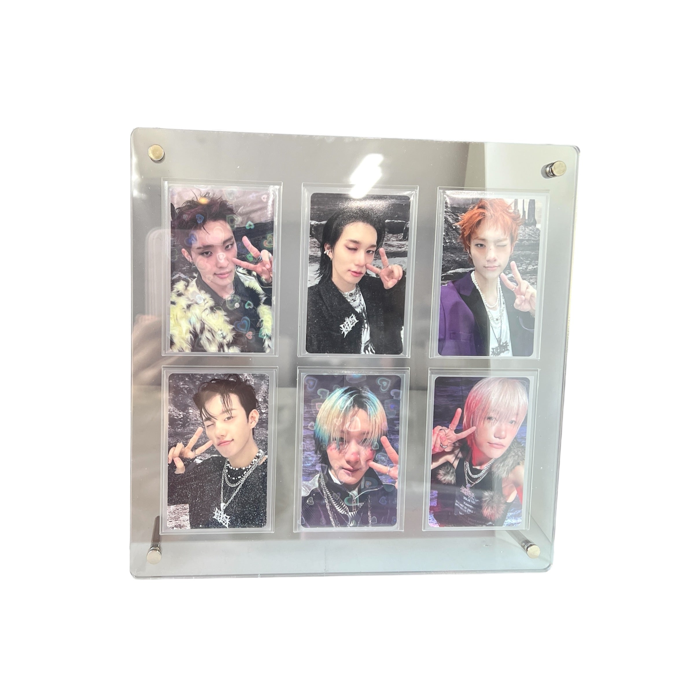 K-KEEP Acrylic Display Frame - [6 Cards Stand with Screws] Slot Size 62x92MM | Can Also be used to display Seventeen FML Signed Postcard Measuring 150x150mm