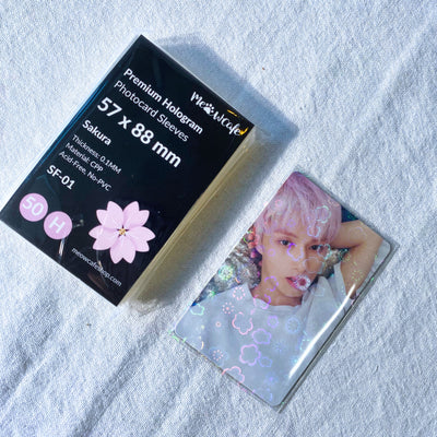 [PRE ORDER] [Restock on July 10th] [57x88mm] Meowcafe Premium Holographic CPP Photocard Sleeve - [Hologram Sakura] (SF-01)
