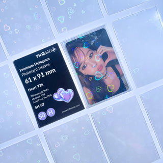 [61x91mm] Meowcafe Premium Holographic CPP Photocard Sleeve - [Hologram Heart Y2K] SH-07