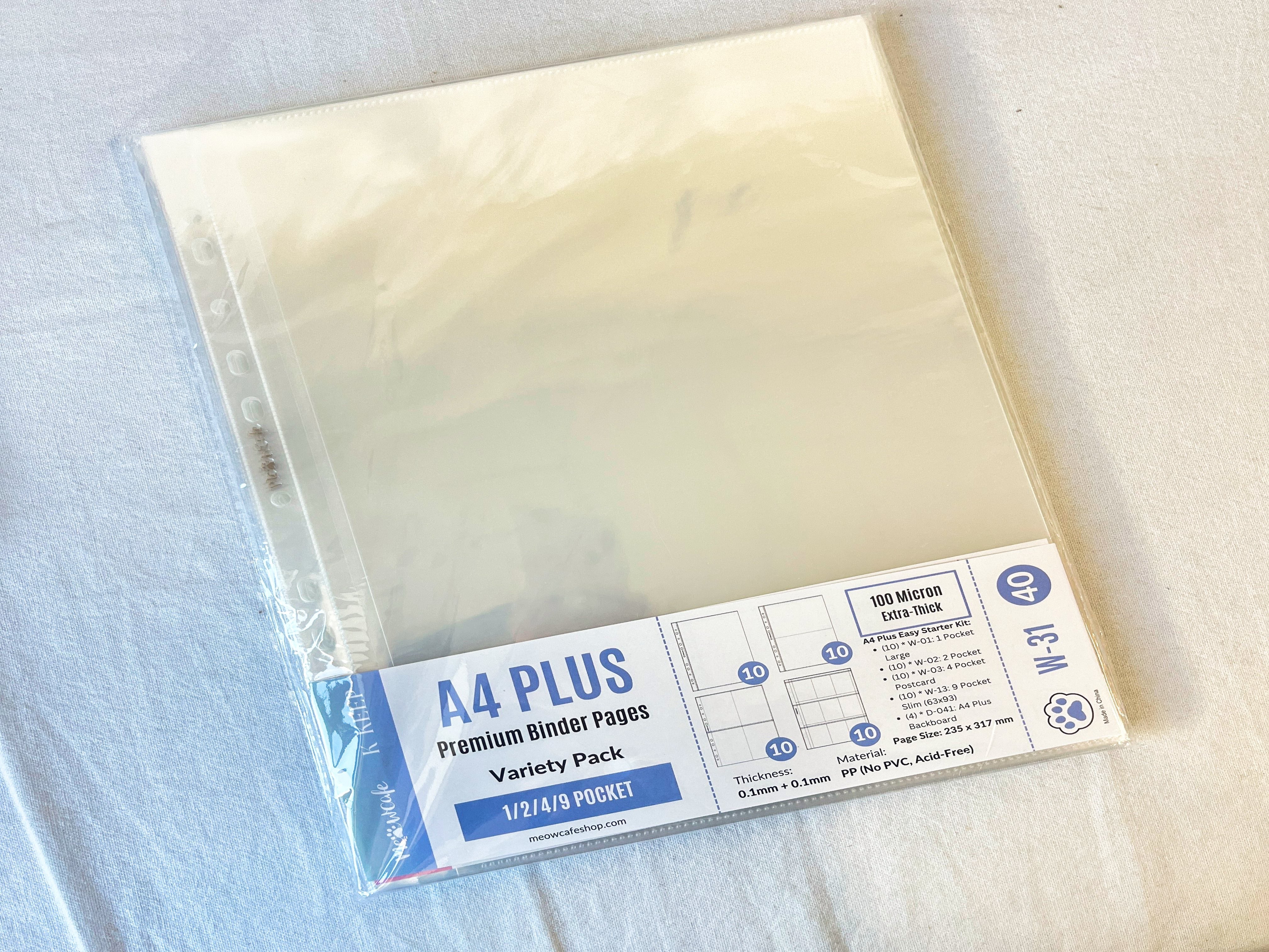 (New Valued Set) K-KEEP [A4 PLUS] - Beginner Friendly Variety Pack of 40 Pages - 11 Holes Premium Binder Pages, 100 Micron Thick, High Definition