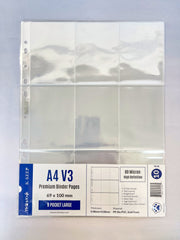 K-KEEP [A4 V3] -  9 Pocket Large- 11 Holes Premium Binder Pages, 80 Micron Thick, High Definition (Pack of 10) - (PV3-08)