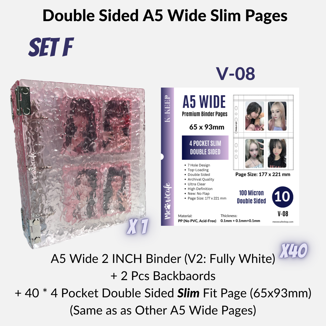 K-KEEP [A5 Wide] - Water Ripple Effect Acrylic Series - 1.5 inch 3-D-Ring Acrylic Binder | Large Capacity Kpop Inclusion Display Binder (Self Assembly Required) - Icy Pink