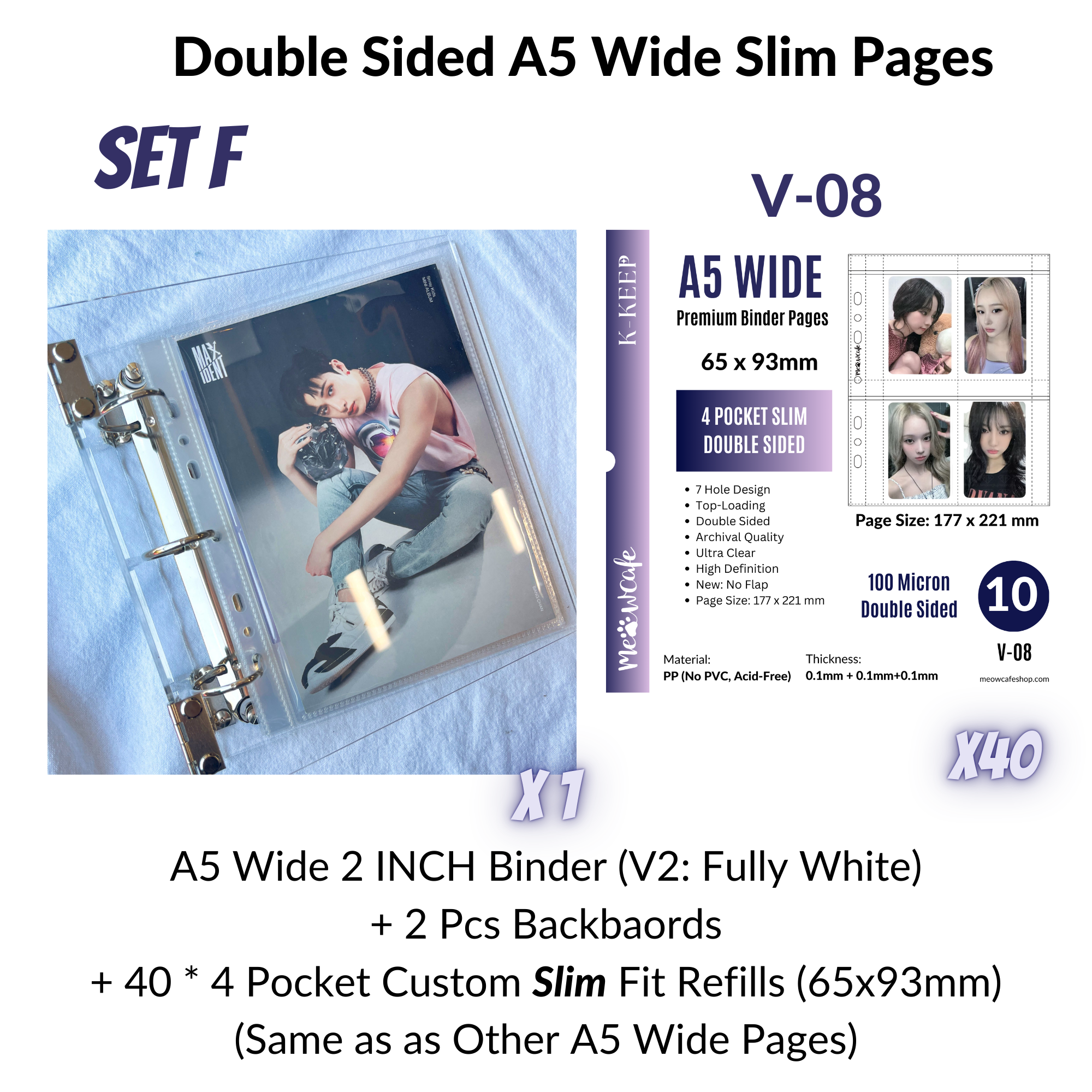 K-KEEP [A5 Wide] - Acrylic Series - 1.5 inch 3-D-Ring Acrylic Binder | Large Capacity Kpop Inclusion Display Binder