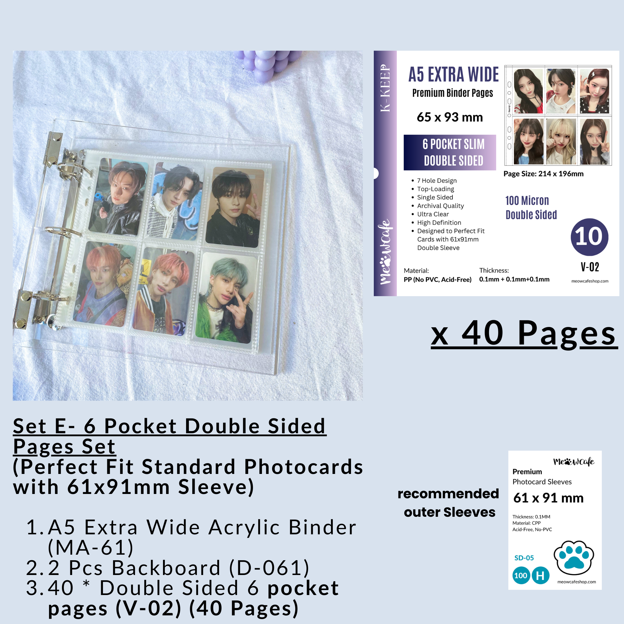 K-KEEP [A5 Extra-Wide] - [1.5 inch] Acrylic Series -  3-D-Ring Large Capacity OT5 OT6 Kpop Photocard Binder