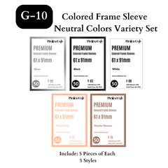 Meowcafe Premium [61x91 mm] Colored Frame Sleeves - Colored Frame Front + Clear Back For Special Visual Representation - Neutral Colors Variety Packs of 5 Colors Sample Set