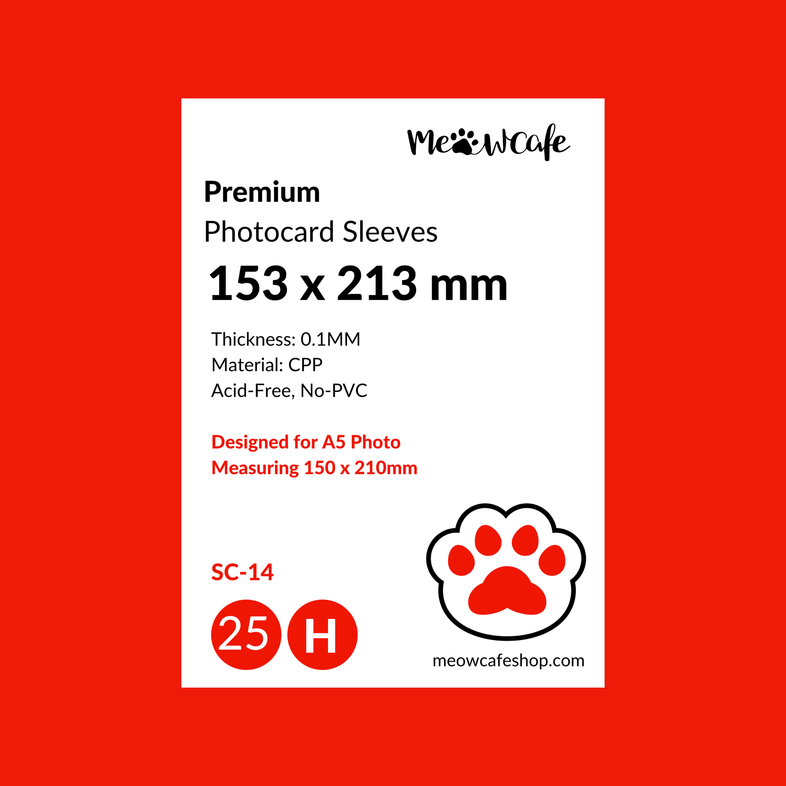 [153x213MM]  Meowcafe Premium CPP Card Sleeve (Pack of 25 Sleeves)