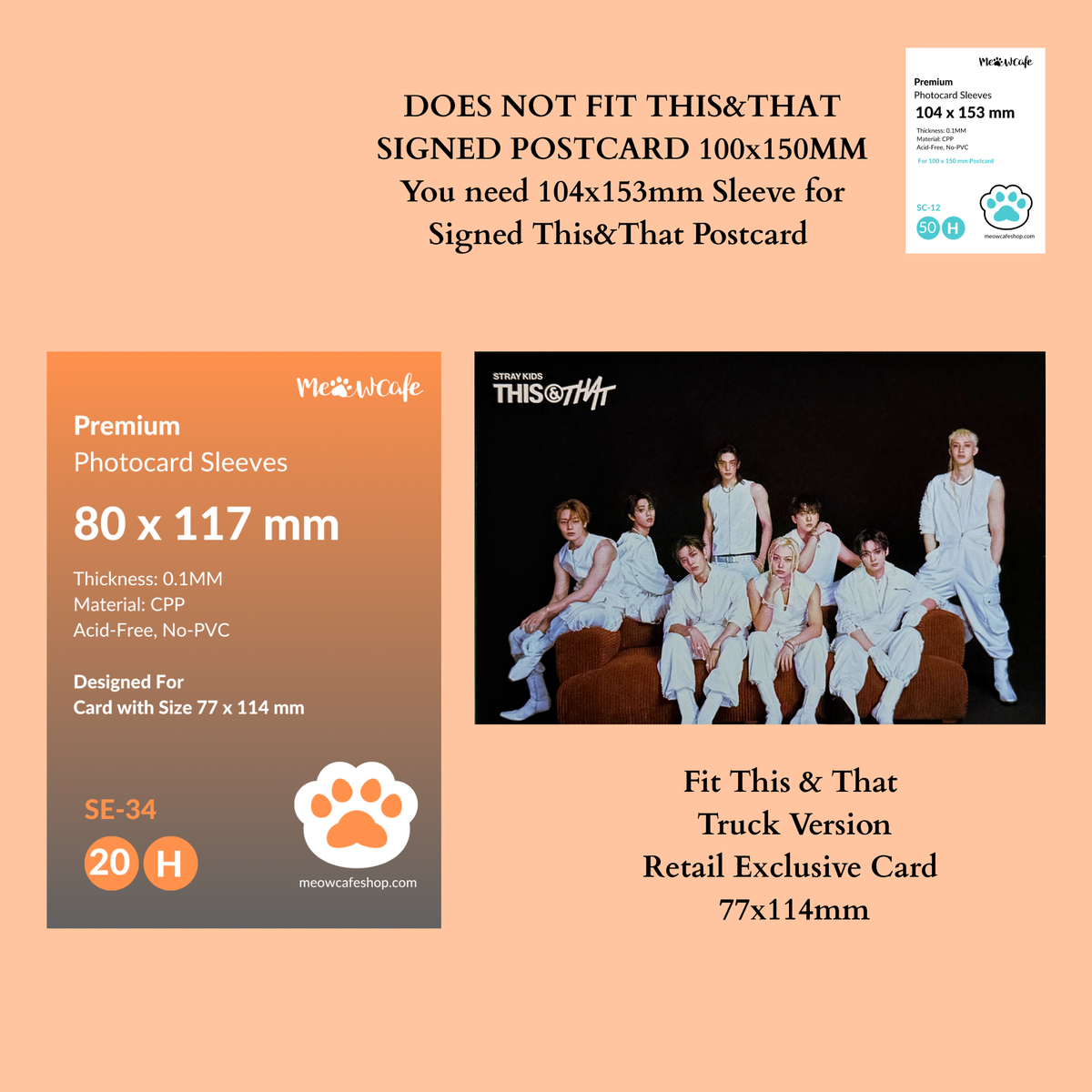 [PRE ORDER][Ship on Sept 20th] [80x117 MM] Meowcafe Premium CPP Card Sleeve for Fit This& That Truck Version Retail Exclusive Card 77x114mm (Pack of 20 Sleeves) (SE-34)
