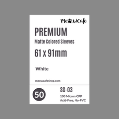 Meowcafe [61x91mm] Premium Colored Matte Sleeves - Minimal White (SG-03)